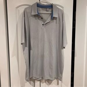Rorie whelan men’s XXL golf shirt light gray with‎ black Swiss dots
